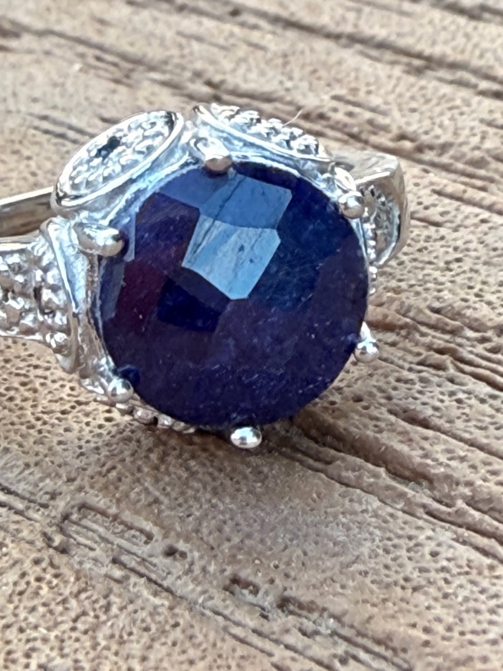 AAA 3.12 CTW Blue Sapphire Diamond 14K White Gold Over Silver Ring Size 7 - Picture 4 of 11